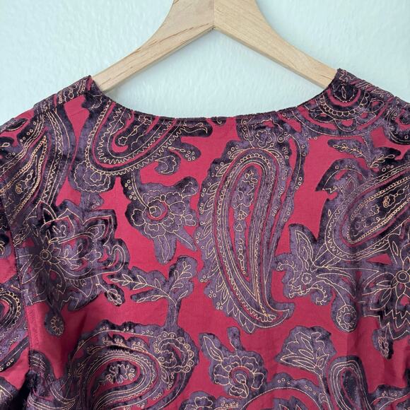 Vintage Coldwater Creek Womens Red Cardigan Jacket Paisley Longsleeve Size Small - Picture 8 of 10